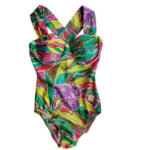 Pierre Balmain Vintage Watercolor Floral Swimsuit/Bodysuit (XXS-XS)